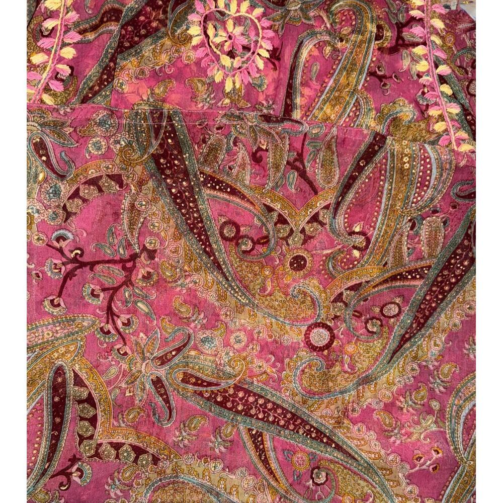 Bohemian Style Sheer Silk Paisley Print Tunic sz 8 - Picture 5 of 7